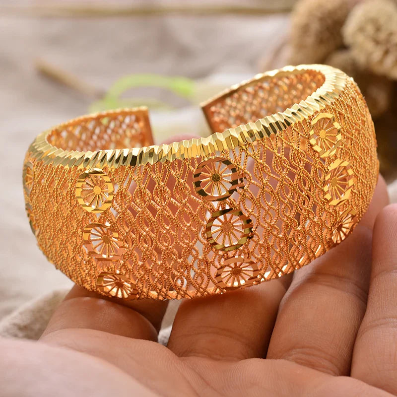 Gold Plated Bangles Luxury Arabic Wedding Bracelet - Tophatter Daily Deals